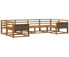 Lauko sofos komplektas 6 pcs Natūrali Kietos akacijos mediena