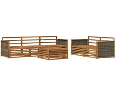 Lauko sofos komplektas 6 pcs Natūrali Kietos akacijos mediena