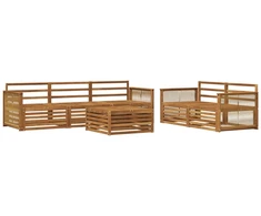 Lauko sofos komplektas 6 pcs Natūrali Kietos akacijos mediena