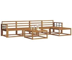 Lauko baldų komplektas Lauko sofos komplektas 6 pcs Natūrali Kietos akacijos mediena