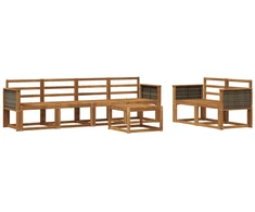 Lauko sofos komplektas 6 pcs Natūrali Kietos akacijos mediena