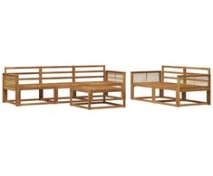 Lauko sofos komplektas 6 pcs Natūrali Kietos akacijos mediena