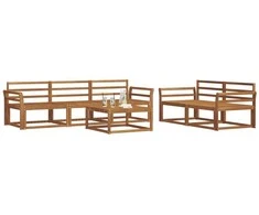Lauko sofos komplektas 6 pcs Natūrali Kietos akacijos mediena