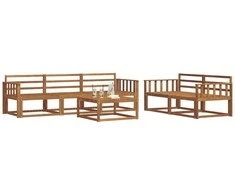Lauko sofos komplektas 6 pcs Natūrali Kietos akacijos mediena