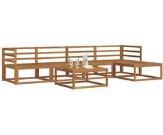 Lauko baldų komplektas Lauko sofos komplektas 6 pcs Natūrali Kietos akacijos mediena
