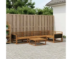 Lauko sofos komplektas 6 pcs Natūrali Kietos akacijos mediena