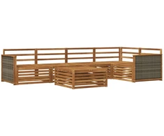 Lauko sofos komplektas 6 pcs Natūrali Kietos akacijos mediena