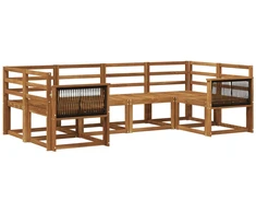 Lauko sofos komplektas 6 pcs Natūrali Kietos akacijos mediena