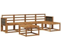 Lauko sofos komplektas 6 pcs Natūrali Kietos akacijos mediena