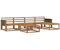 Lauko sofos komplektas 6 pcs Natūrali Kietos akacijos mediena