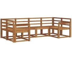 Lauko sofos komplektas 6 pcs Natūrali Kietos akacijos mediena