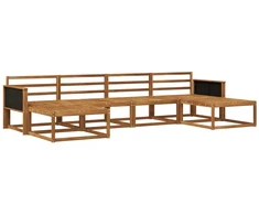 Lauko sofos komplektas 6 pcs Natūrali Kietos akacijos mediena
