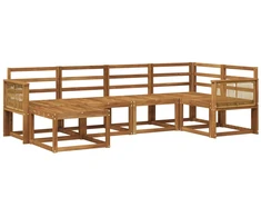 Lauko sofos komplektas 6 pcs Natūrali Kietos akacijos mediena