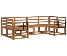 Lauko sofos komplektas 6 pcs Natūrali Kietos akacijos mediena
