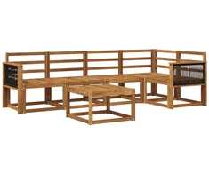 Lauko sofos komplektas 6 pcs Natūrali Kietos akacijos mediena