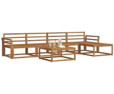 Lauko sofos komplektas 6 pcs Natūrali Kietos akacijos mediena