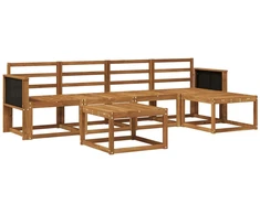 Lauko sofos komplektas 6 pcs Natūrali Kietos akacijos mediena