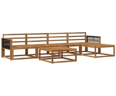 Lauko sofos komplektas 6 pcs Natūrali Kietos akacijos mediena