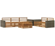 Lauko sofos komplektas 6 pcs Natūrali Kietos akacijos mediena