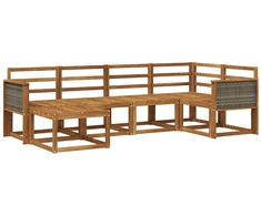 Lauko sofos komplektas 6 pcs Natūrali Kietos akacijos mediena