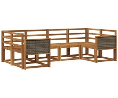 Lauko sofos komplektas 6 pcs Natūrali Kietos akacijos mediena