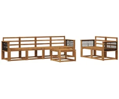 Lauko sofos komplektas 6 pcs Natūrali Kietos akacijos mediena