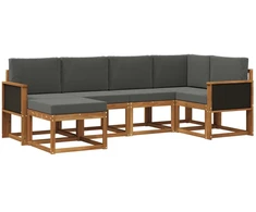 Lauko sofos komplektas 6 pcs Natūralus ir antracitas