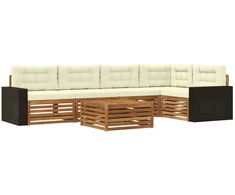 Lauko sofos komplektas 6 pcs Natūralus ir grietinėlė