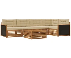 Lauko sofos komplektas 6 pcs Natūralus ir bežinis
