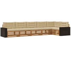 Lauko sofos komplektas 6 pcs Natūralus ir bežinis