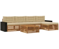 Lauko sofos komplektas 6 pcs Natūralus ir bežinis