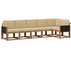 Lauko sofos komplektas 6 pcs Natūralus ir bežinis Poliesteris