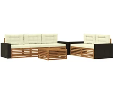 Lauko sofos komplektas 6 pcs Natūralus ir grietinėlė