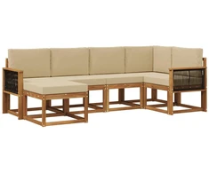 Lauko sofos komplektas 6 pcs Natūralus ir bežinis