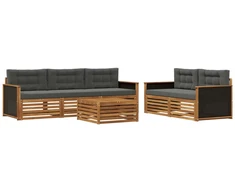 Lauko sofos komplektas 6 pcs Natūralus ir antracitas