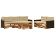 Lauko sofos komplektas 6 pcs Natūralus ir bežinis