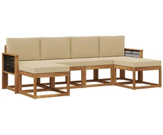 Lauko sofos komplektas 6 pcs Natūralus ir bežinis Poliesteris