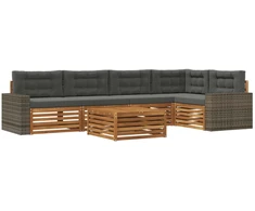 Lauko sofos komplektas 6 pcs Natūralus ir antracitas