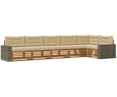 Lauko sofos komplektas 6 pcs Natūralus ir bežinis