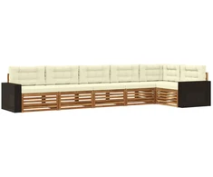 Lauko sofos komplektas 6 pcs Natūralus ir grietinėlė