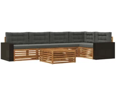 Lauko sofos komplektas 6 pcs Natūralus ir antracitas