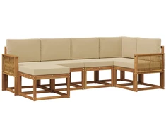 Lauko sofos komplektas 6 pcs Natūralus ir bežinis Poliesteris