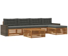 Lauko sofos komplektas 6 pcs Natūralus ir antracitas