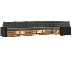 Lauko sofos komplektas 6 pcs Natūralus ir antracitas