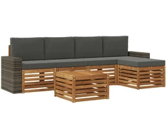 Lauko sofos komplektas 6 pcs Natūralus ir antracitas
