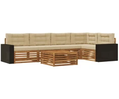 Lauko sofos komplektas 6 pcs Natūralus ir bežinis