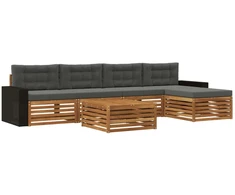 Lauko sofos komplektas 6 pcs Natūralus ir antracitas