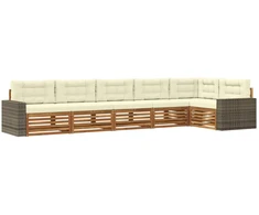 Lauko sofos komplektas 6 pcs Natūralus ir grietinėlė