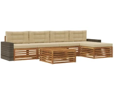 Lauko sofos komplektas 6 pcs Natūralus ir bežinis