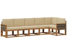 Lauko sofos komplektas 6 pcs Natūralus ir bežinis Poliesteris